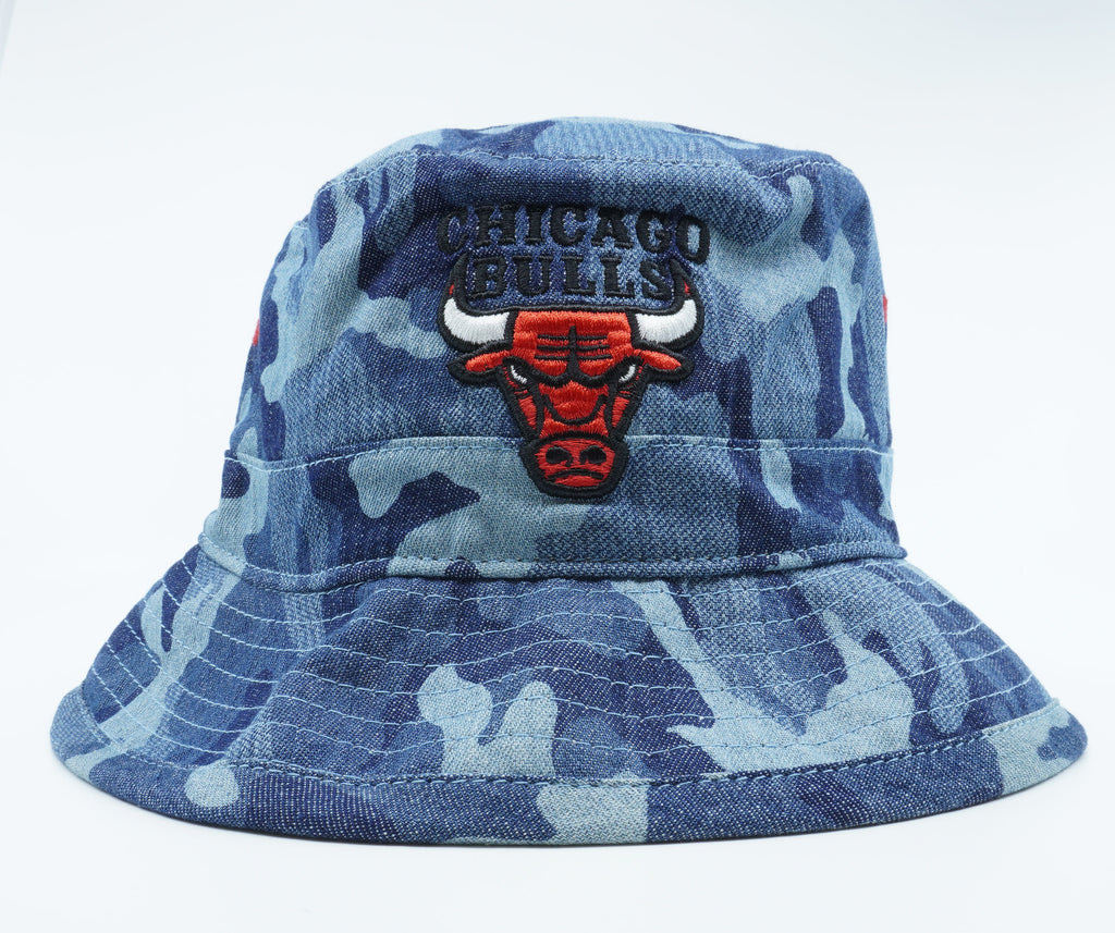 [U199Z-FAS-5BULLS] MENS NBA CHICAGO BULLS CAMOUFLAGE DENIM BUCKET HAT