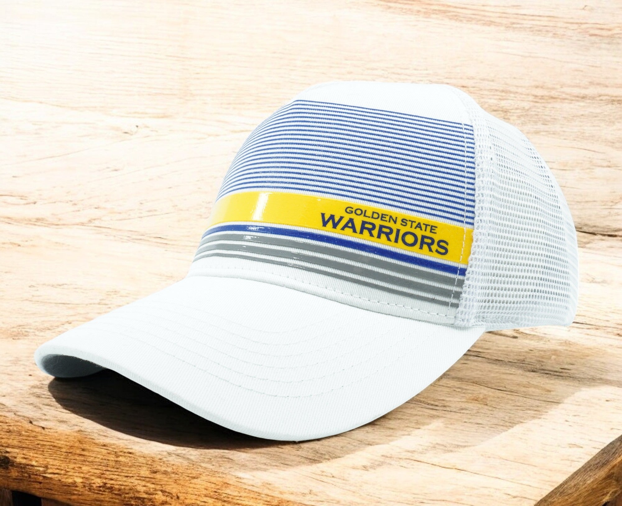 [GSWHAT-WHT] Mens NBA GOLDEN STATE WARRIORS ADJUSTABLE HAT - WHITE/BLUE