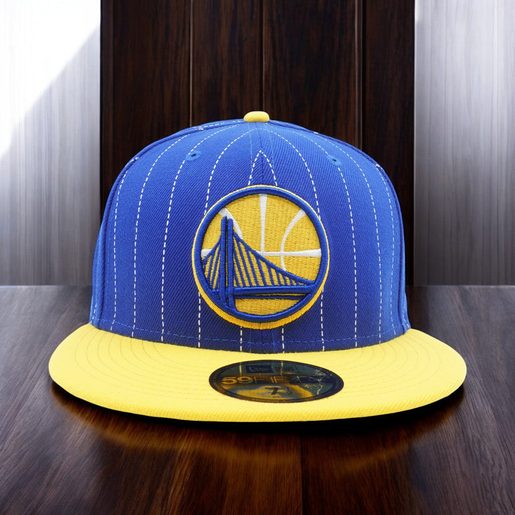 [11521180] Mens New Era NBA Golden State Warriors Pinstripe 59Fifty Fitted