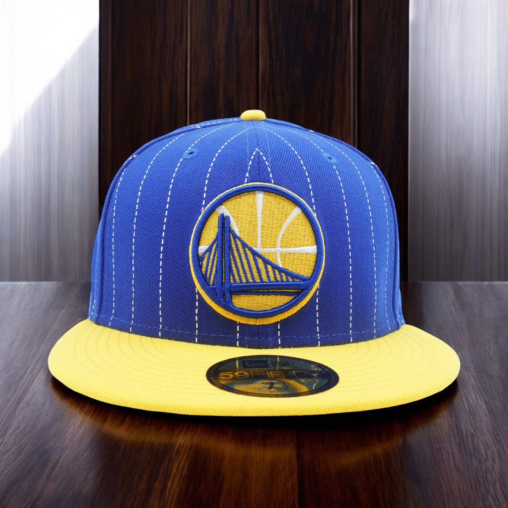 [11521180] Mens New Era NBA Golden State Warriors Pinstripe 59Fifty Fitted
