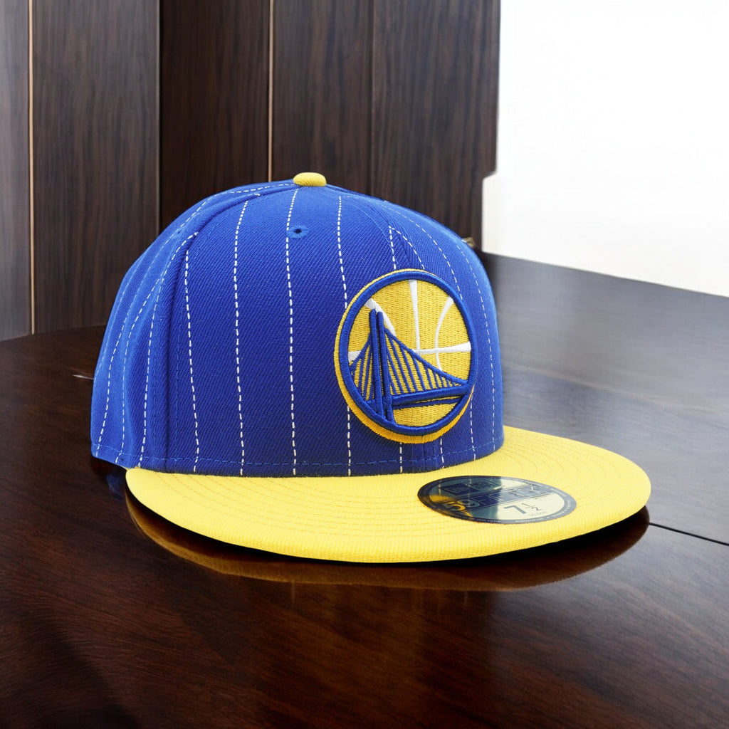 [11521180] Mens New Era NBA Golden State Warriors Pinstripe 59Fifty Fitted