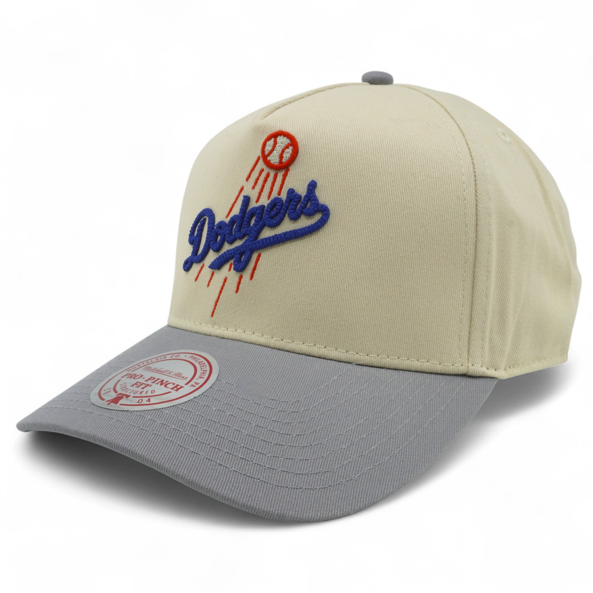 MENS MITCHELL & NESS MLB CHAINSTITCHER PRO PINCH SNAPBACK DODGERS - OFF WHITE