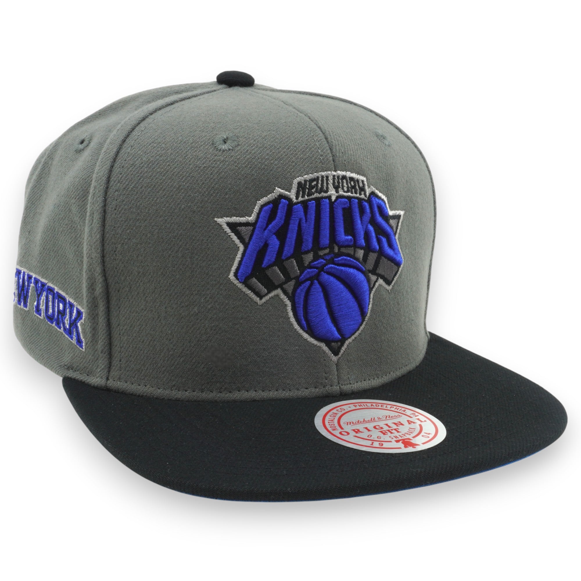 MENS MITCHELL & NESS NBA STORM FRONT SNAPBACK KNICKS - GREY