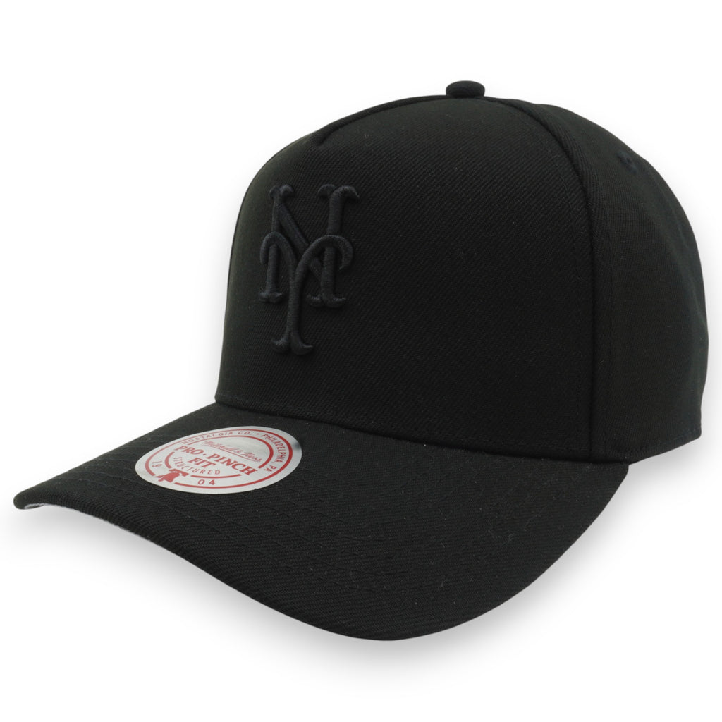 MENS MITCHELL & NESS MLB RAISED UP PRO PINCH SNAPBACK METS - BLACK