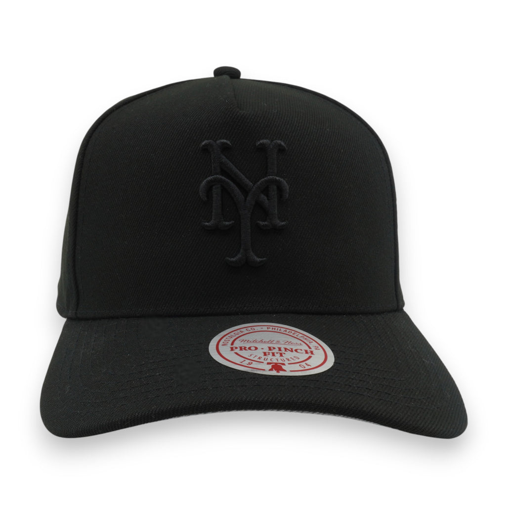MENS MITCHELL & NESS MLB RAISED UP PRO PINCH SNAPBACK METS - BLACK