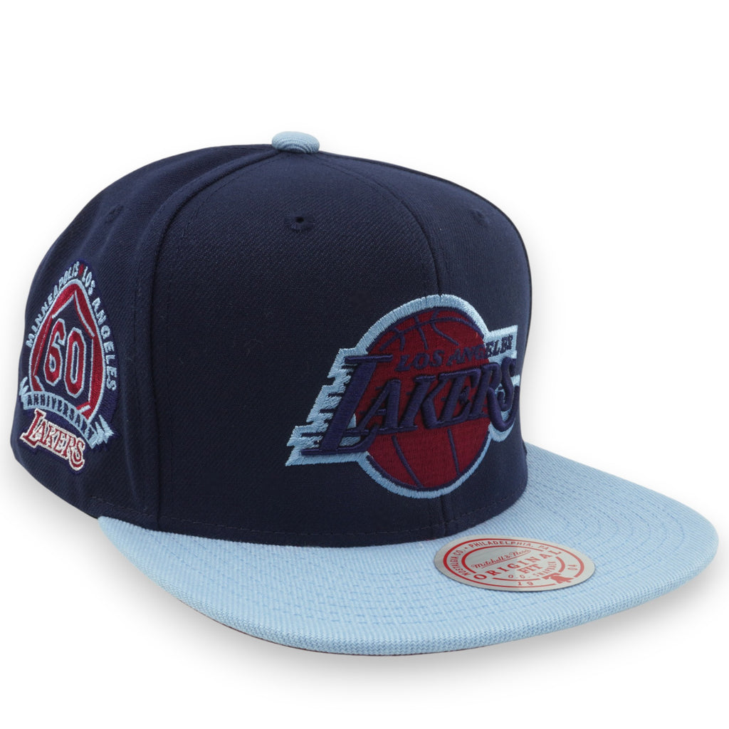 MENS MITCHELL & NESS NBA SKYBERRY COBBLER SNAPBACK LAKERS - NAVY-LIGHT BLUE
