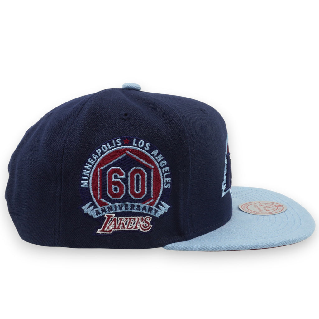 MENS MITCHELL & NESS NBA SKYBERRY COBBLER SNAPBACK LAKERS - NAVY-LIGHT BLUE