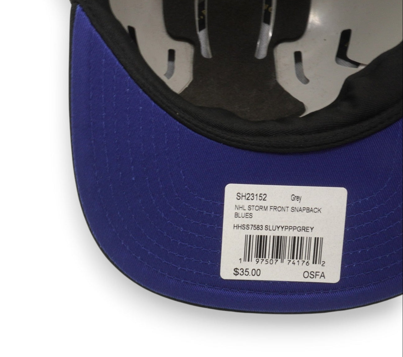 MENS MITCHELL & NESS NHL STORM FRONT SNAPBACK BLUES - GREY