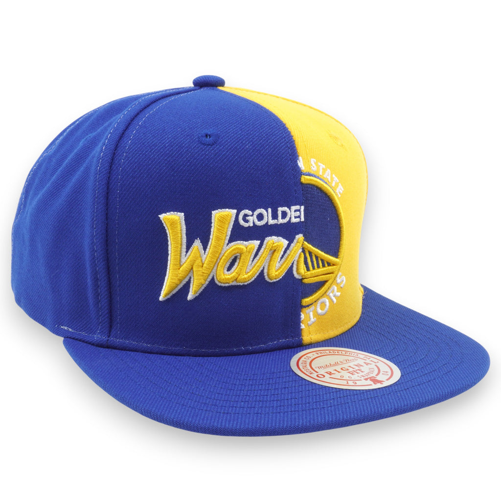 Mens Mitchell & Ness NBA SPLIT CROWN SNAPBACK WARRIORS