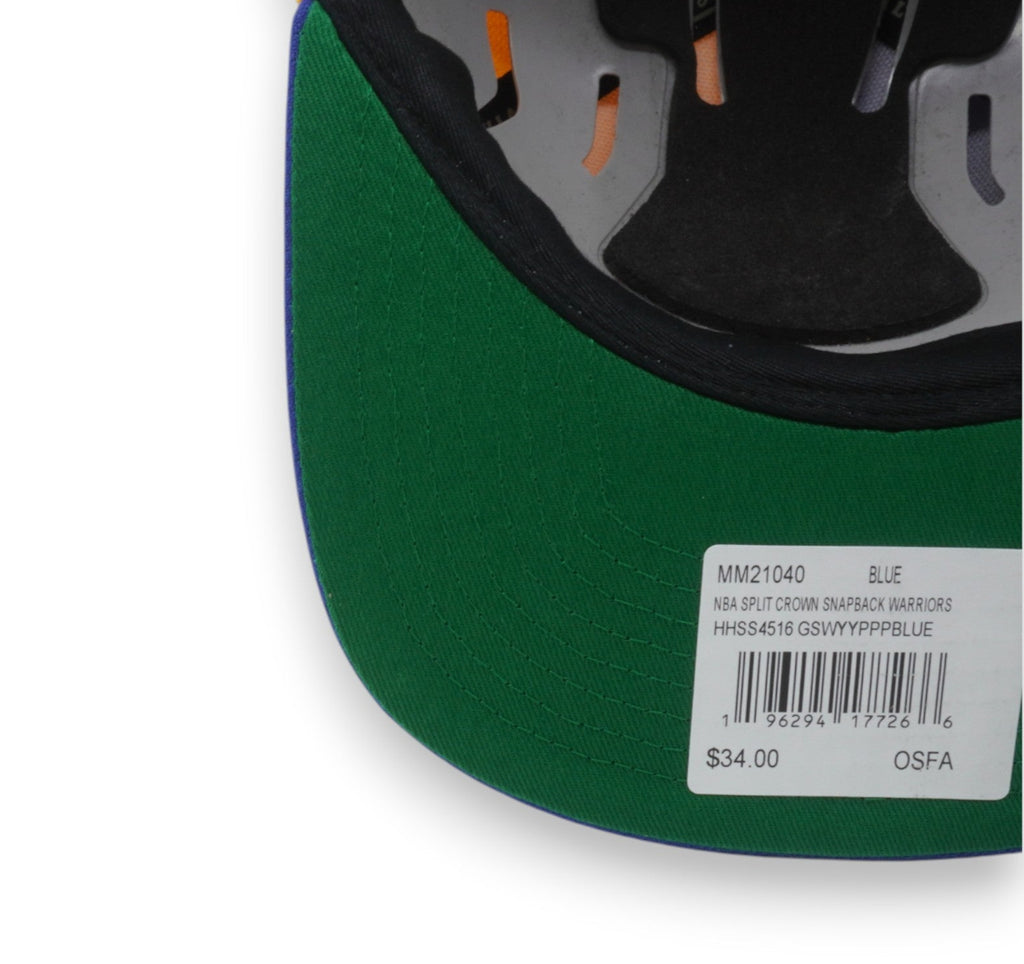 Mens Mitchell & Ness NBA SPLIT CROWN SNAPBACK WARRIORS