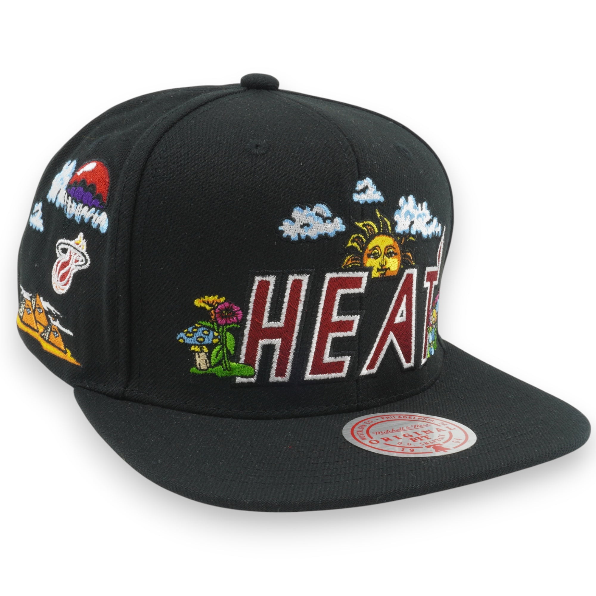 MENS MITCHELL & NESS NBA PSYCHEDELIC SNAPBACK HWC HEAT - BLACK