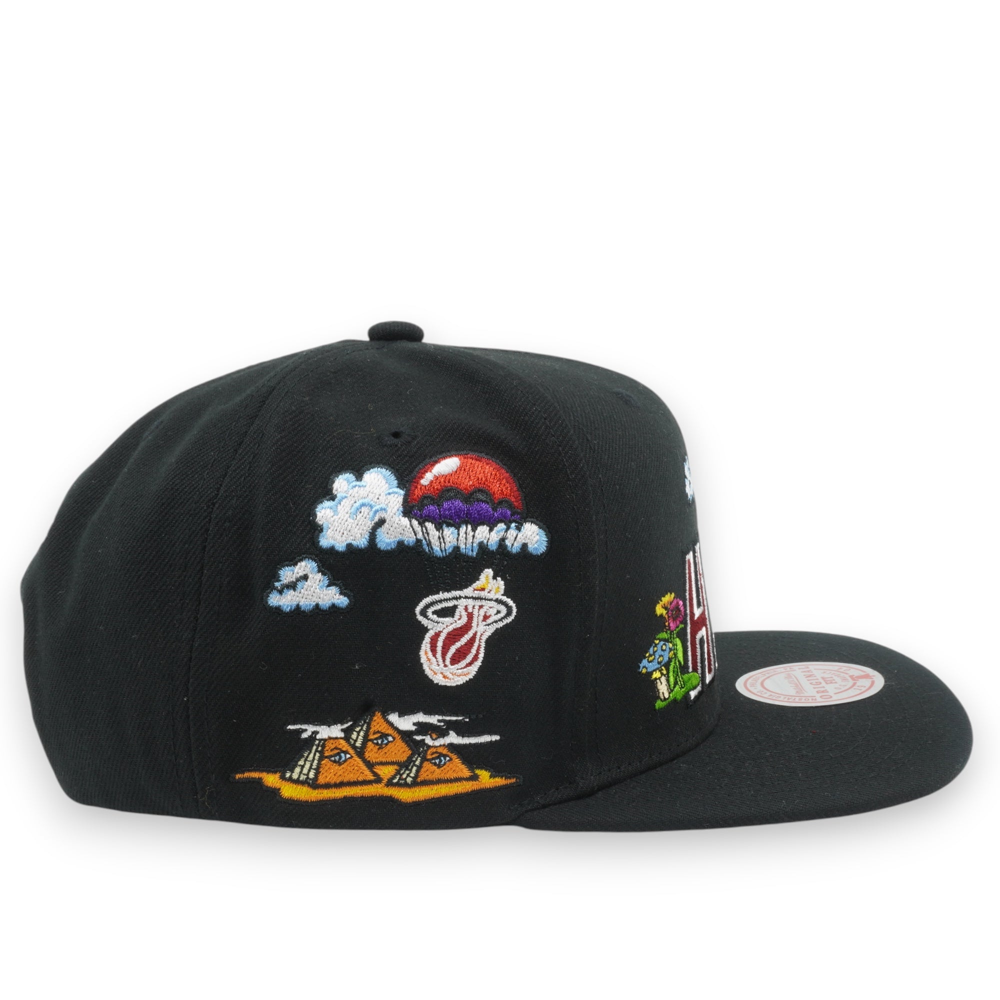MENS MITCHELL & NESS NBA PSYCHEDELIC SNAPBACK HWC HEAT - BLACK