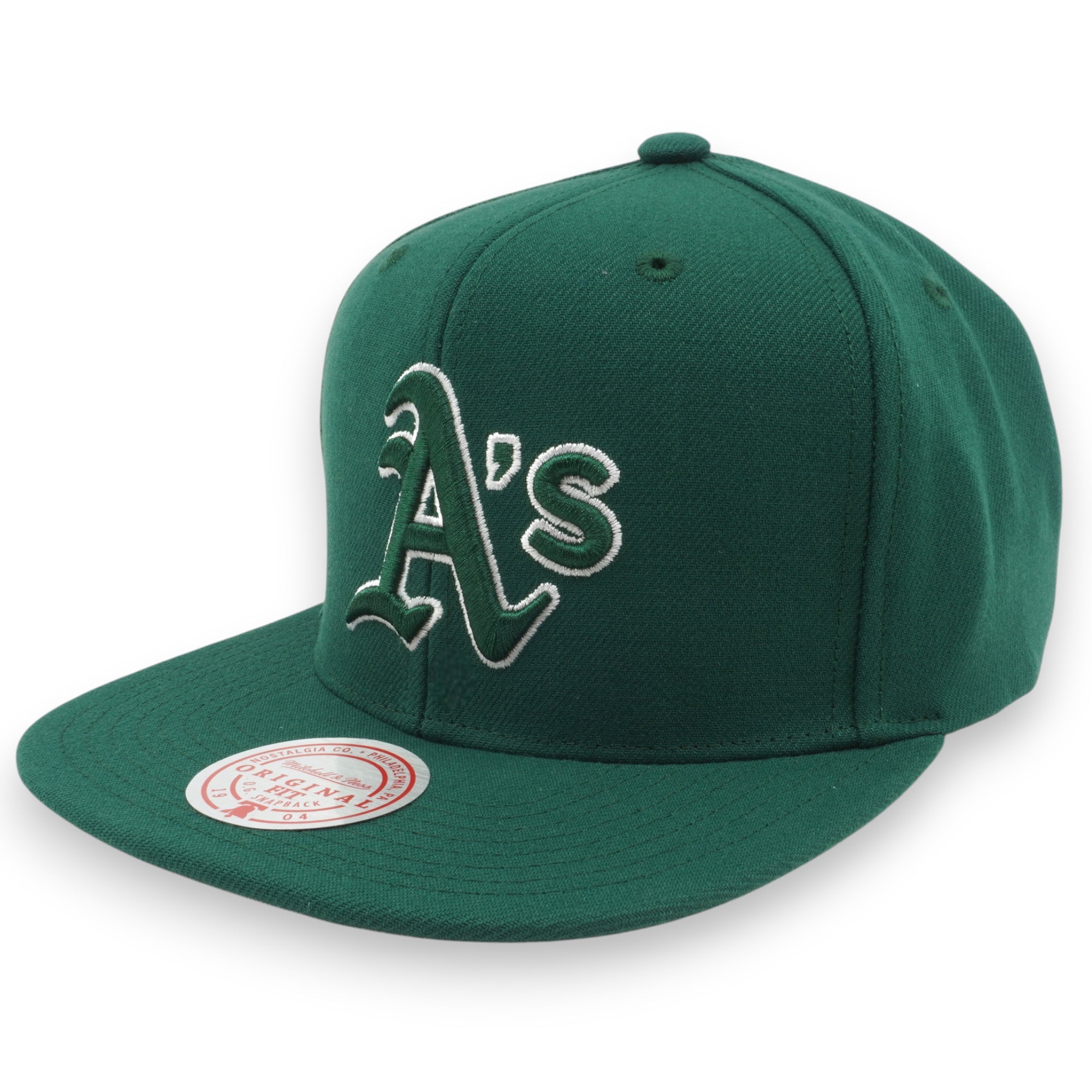 MENS MITCHELL & NESS MLB BACK TO BASICS SNAPBACK ATHLETICS - GREEN