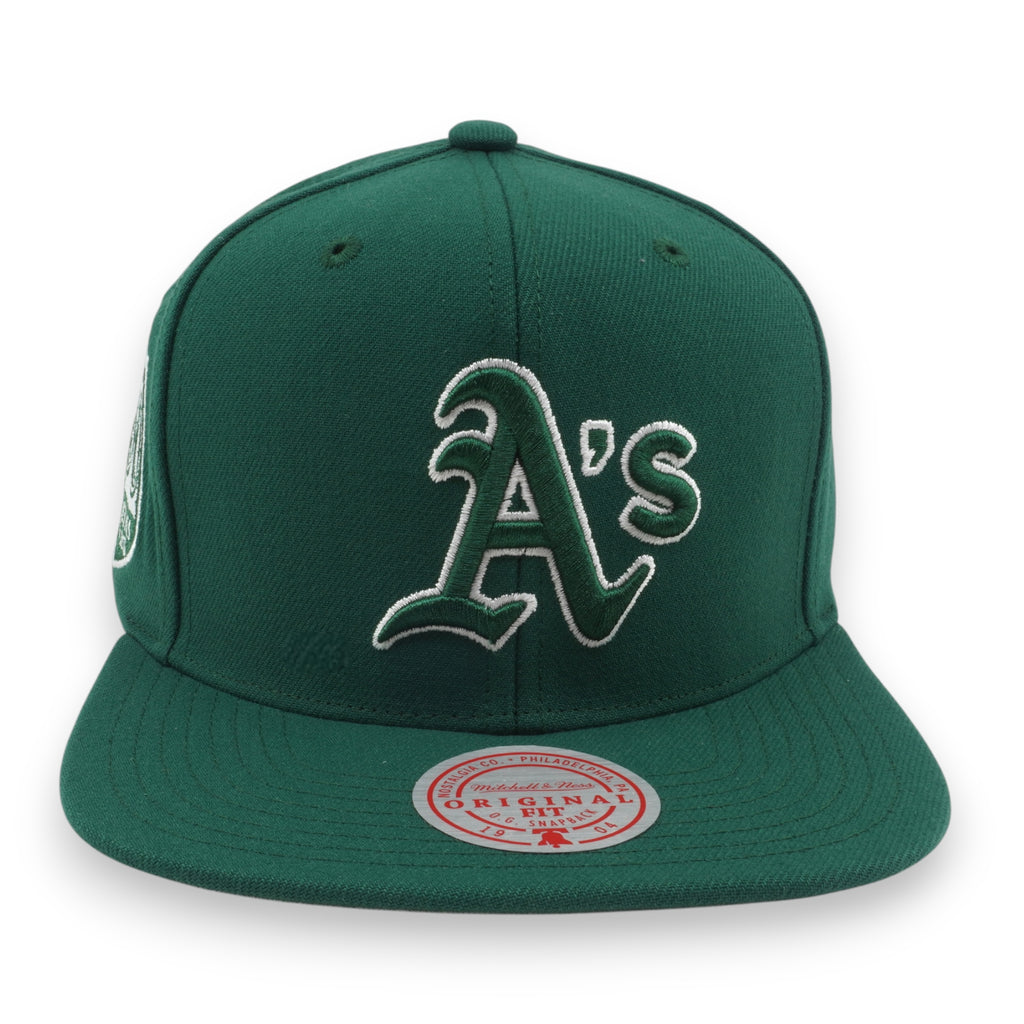 MENS MITCHELL & NESS MLB BACK TO BASICS SNAPBACK ATHLETICS - GREEN
