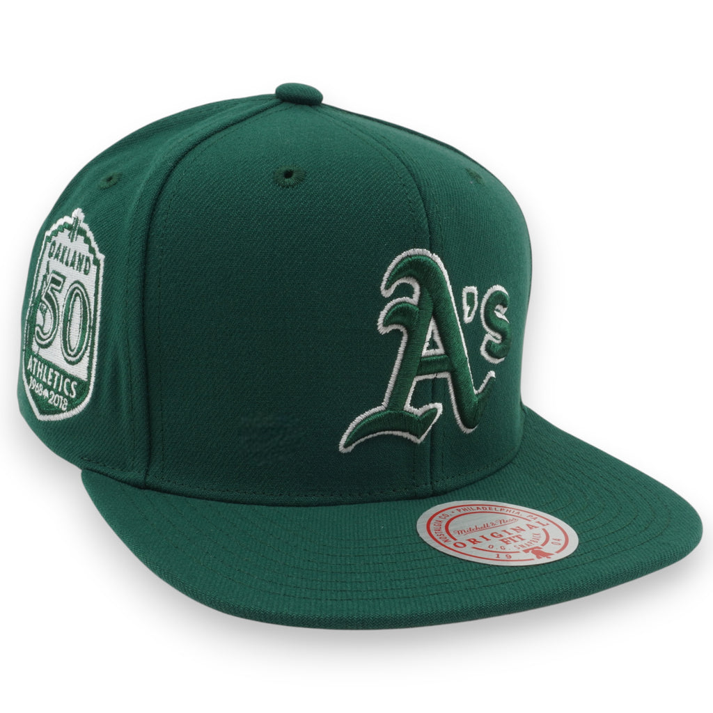 MENS MITCHELL & NESS MLB BACK TO BASICS SNAPBACK ATHLETICS - GREEN
