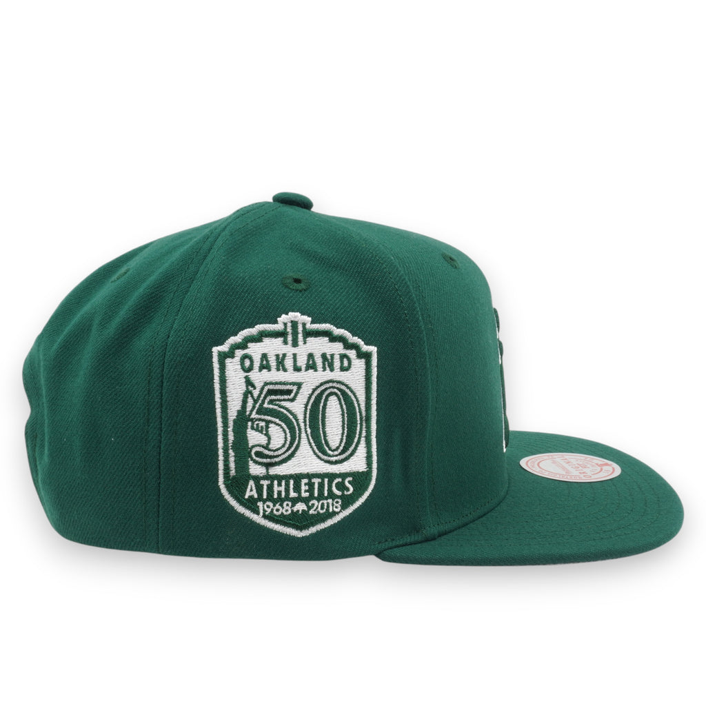 MENS MITCHELL & NESS MLB BACK TO BASICS SNAPBACK ATHLETICS - GREEN
