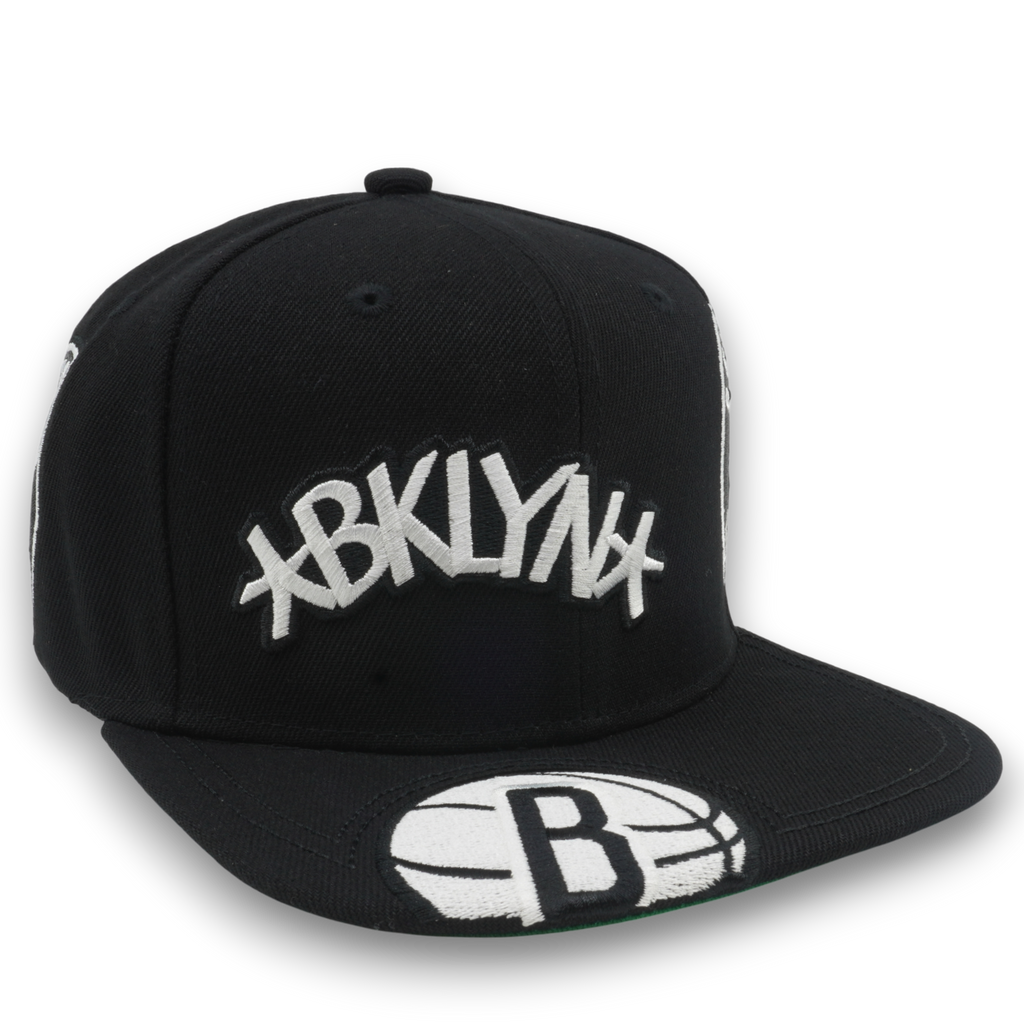 MENS MITCHELL & NESS NBA LANDED SNAPBACK NETS - BLACK