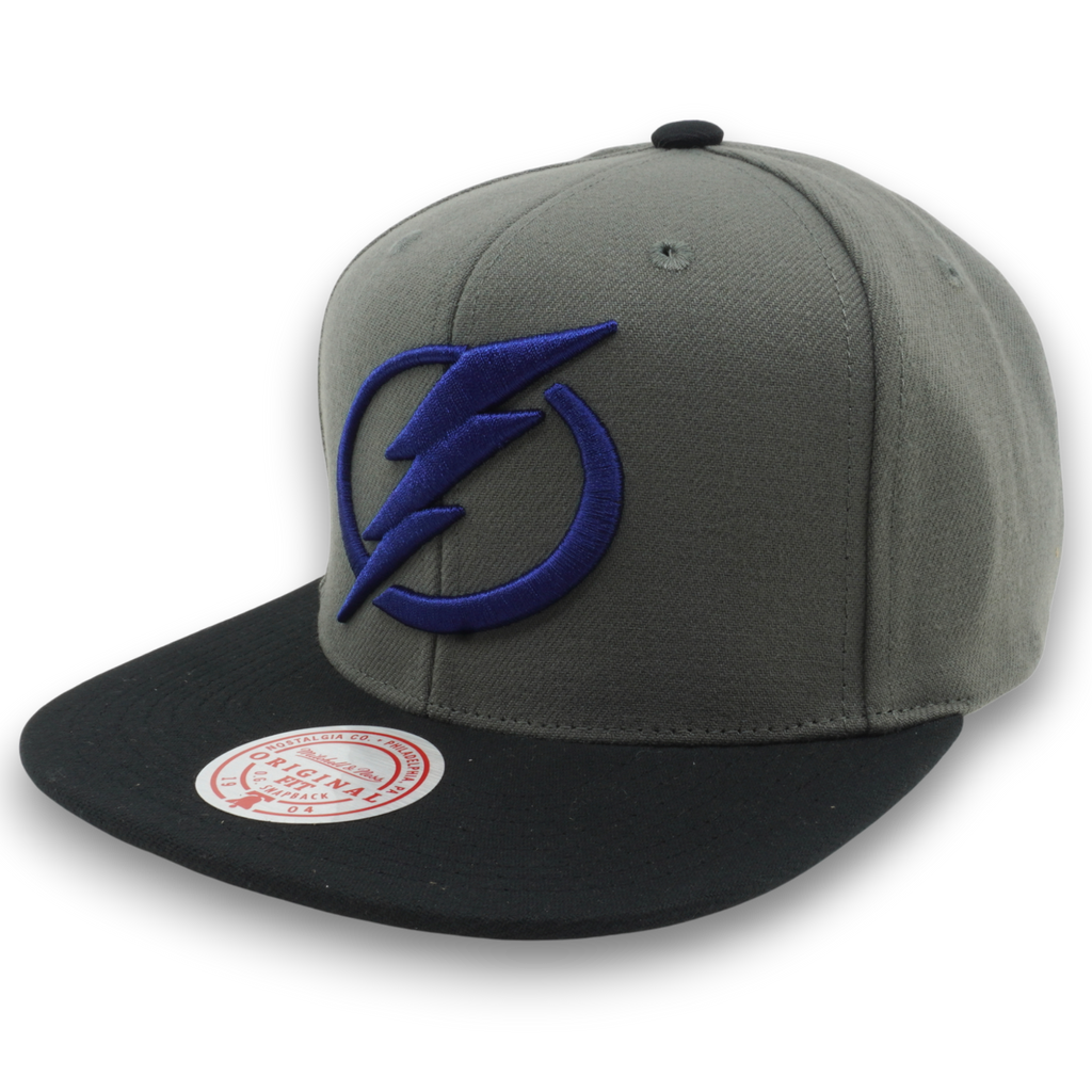 MENS MITCHELL & NESS NHL STORM FRONT SNAPBACK LIGHTNING - GREY