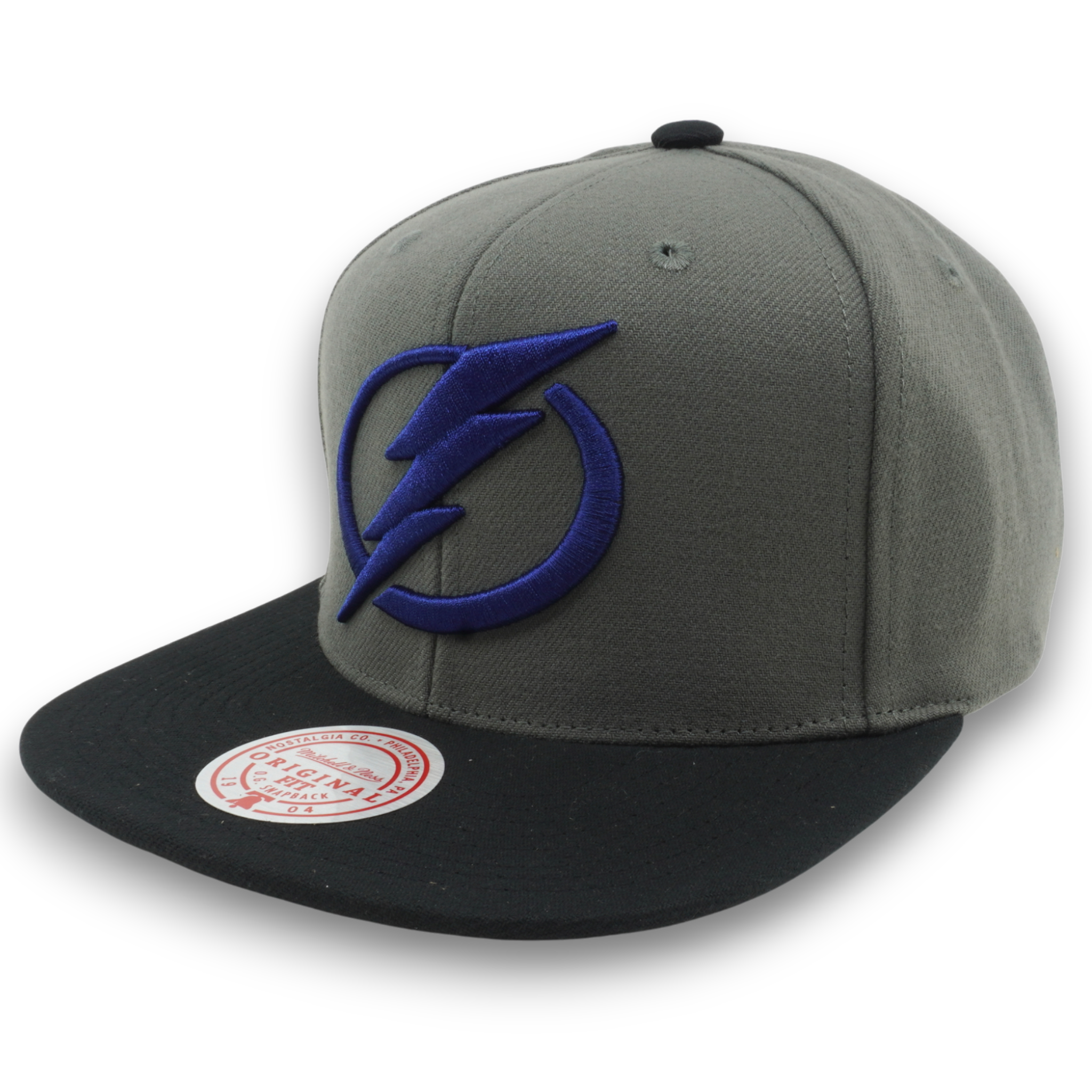 MENS MITCHELL & NESS NHL STORM FRONT SNAPBACK LIGHTNING - GREY