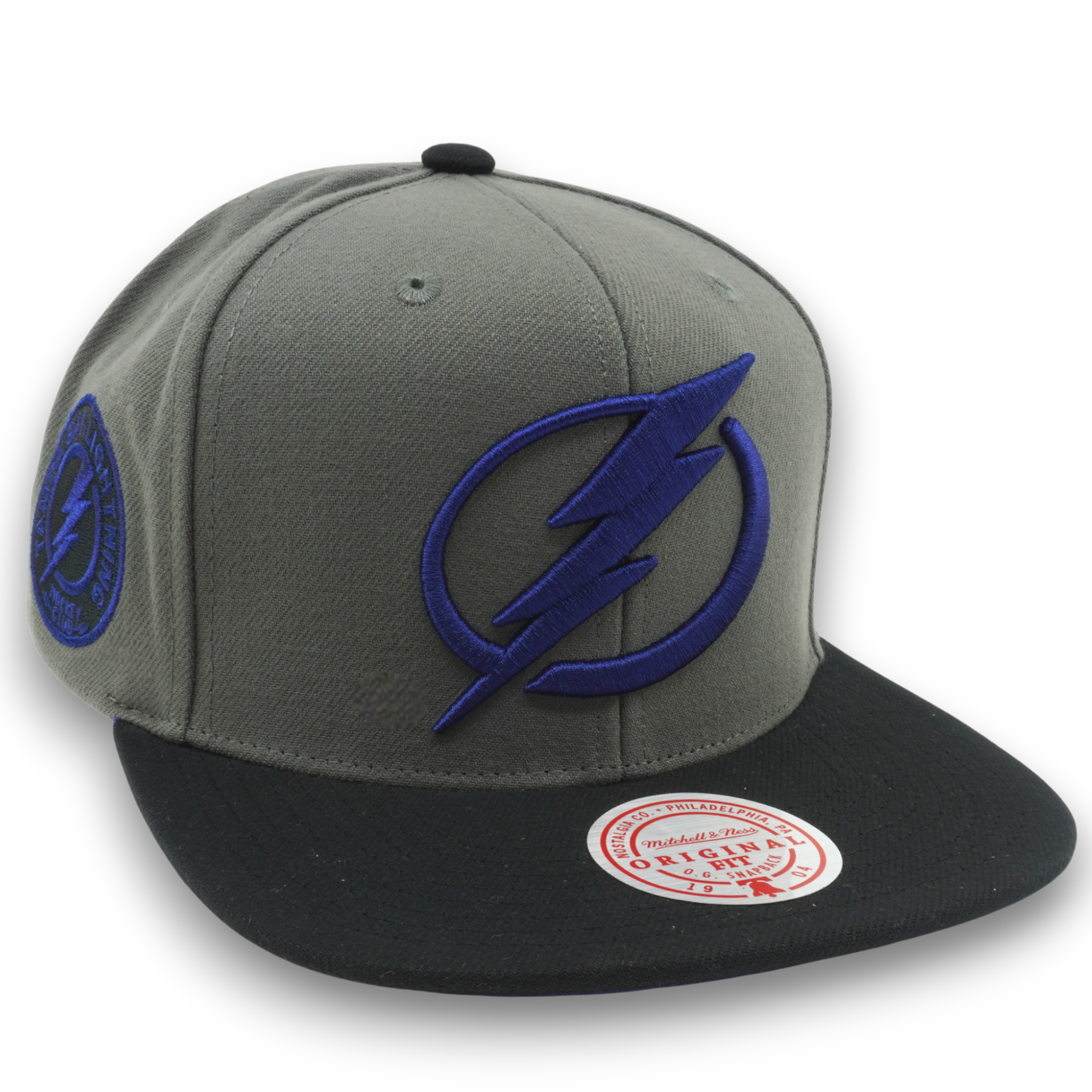 MENS MITCHELL & NESS NHL STORM FRONT SNAPBACK LIGHTNING - GREY