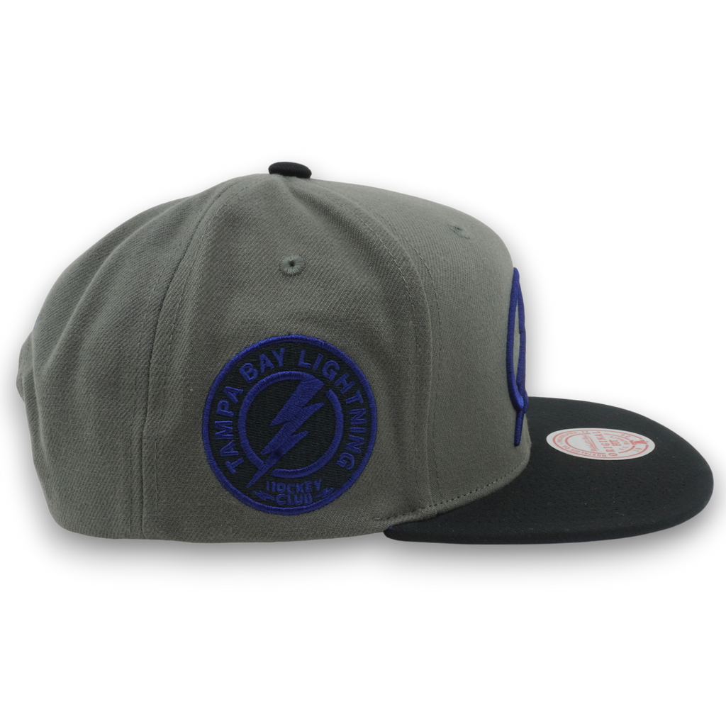 MENS MITCHELL & NESS NHL STORM FRONT SNAPBACK LIGHTNING - GREY