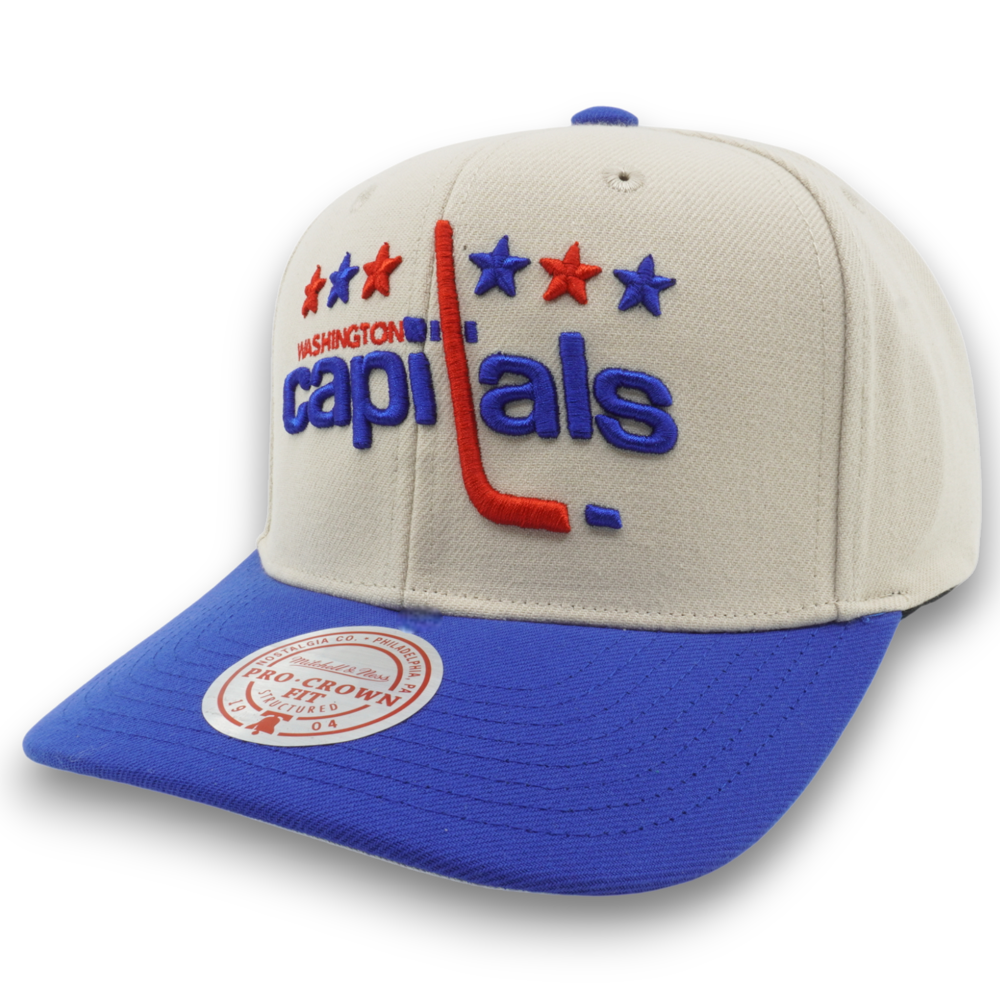 MENS MITCHELL & NESS NHL GAME ON PRO SNAPBACK VNTG CAPITALS - OFF WHITE