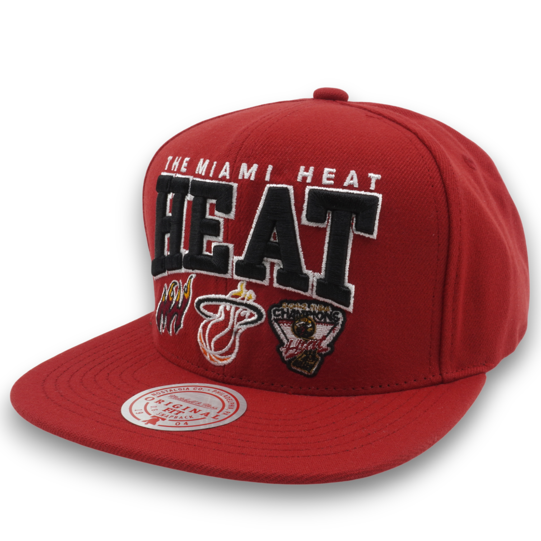 MENS MITCHELL & NESS NBA CHAMP STACK SNAPBACK HWC HEAT - RED