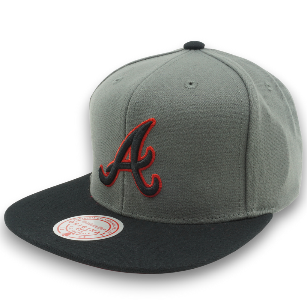 MENS MITCHELL & NESS MLB STORM FRONT SNAPBACK BRAVES - GREY