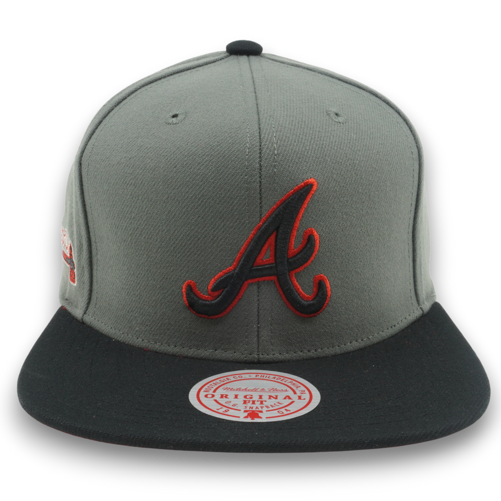 MENS MITCHELL & NESS MLB STORM FRONT SNAPBACK BRAVES - GREY