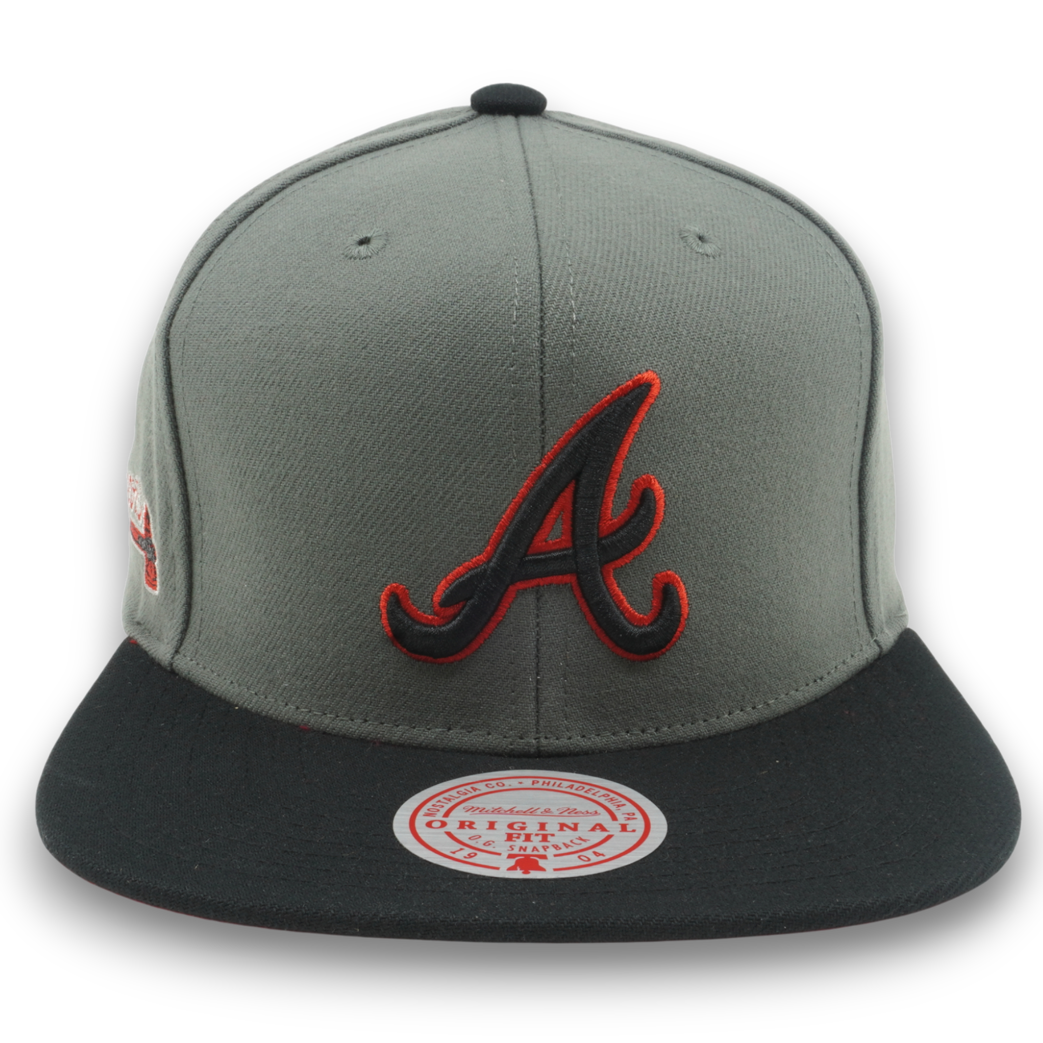 MENS MITCHELL & NESS MLB STORM FRONT SNAPBACK BRAVES - GREY