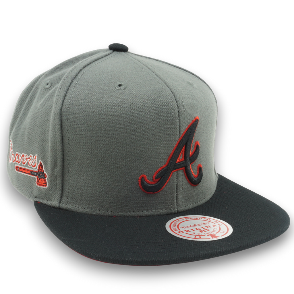 MENS MITCHELL & NESS MLB STORM FRONT SNAPBACK BRAVES - GREY