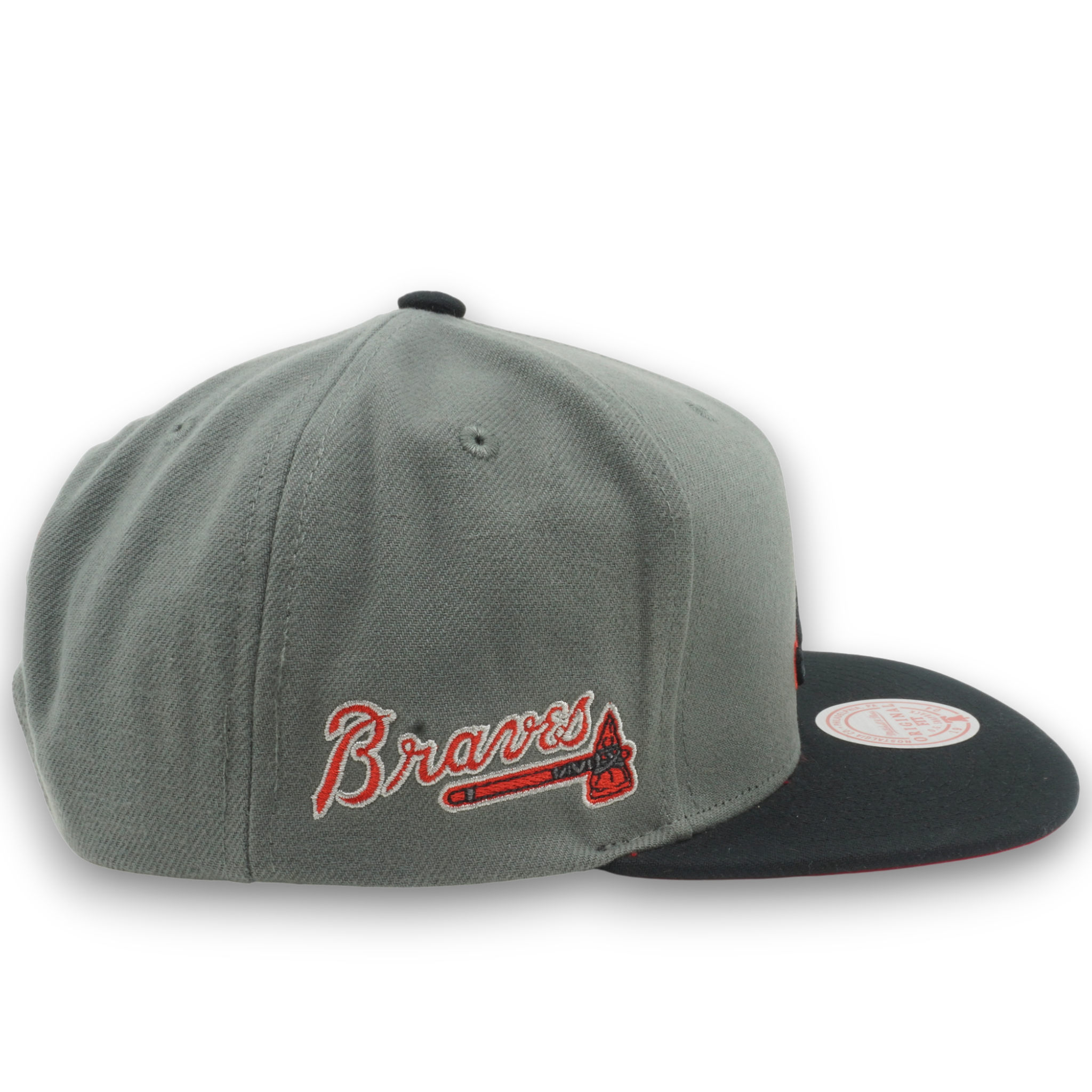 MENS MITCHELL & NESS MLB STORM FRONT SNAPBACK BRAVES - GREY