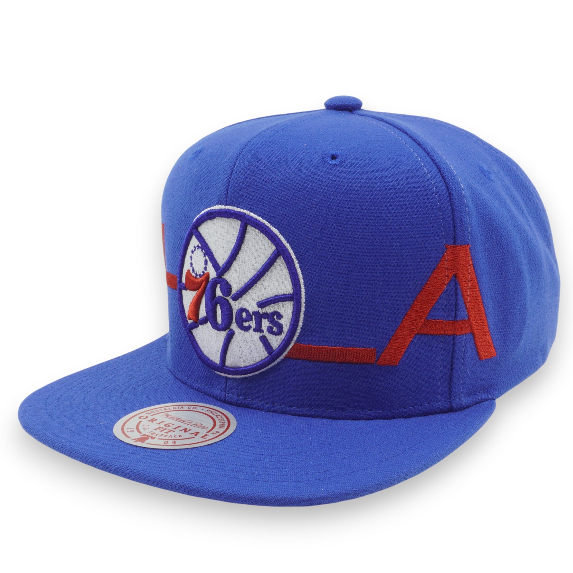 MENS MITCHELL & NESS NBA FULL FRONTAL SNAPBACK HWC 76ERS - BLUE