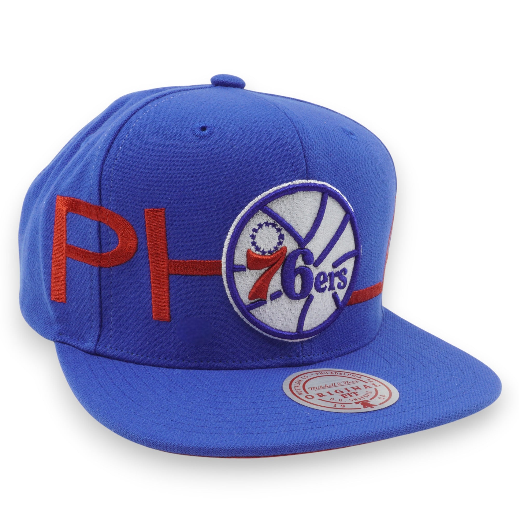 MENS MITCHELL & NESS NBA FULL FRONTAL SNAPBACK HWC 76ERS - BLUE