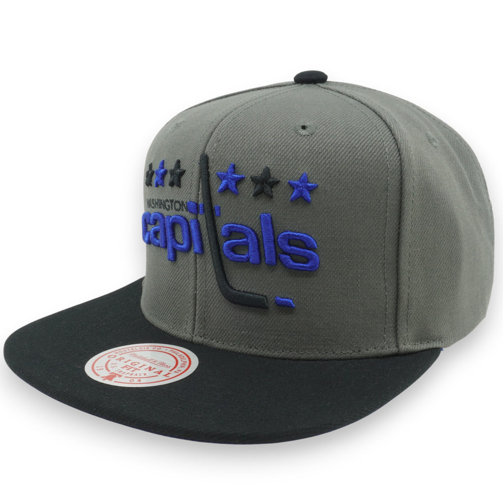 MENS MITCHELL & NESS NHL STORM FRONT SNAPBACK VNTG CAPITALS - GREY
