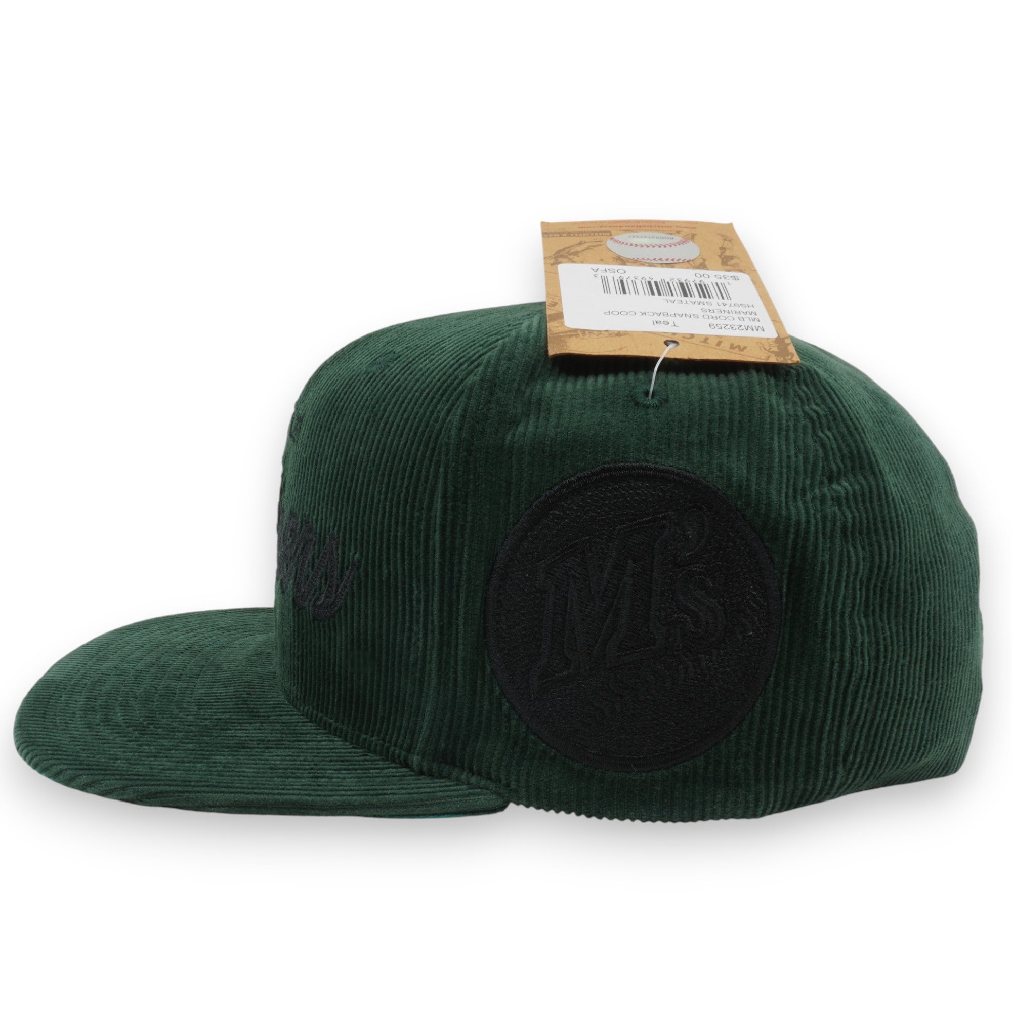 [HS9741-SMATEAL] MENS MITCHELL & NESS MLB CORD SNAPBACK COOP MARINERS