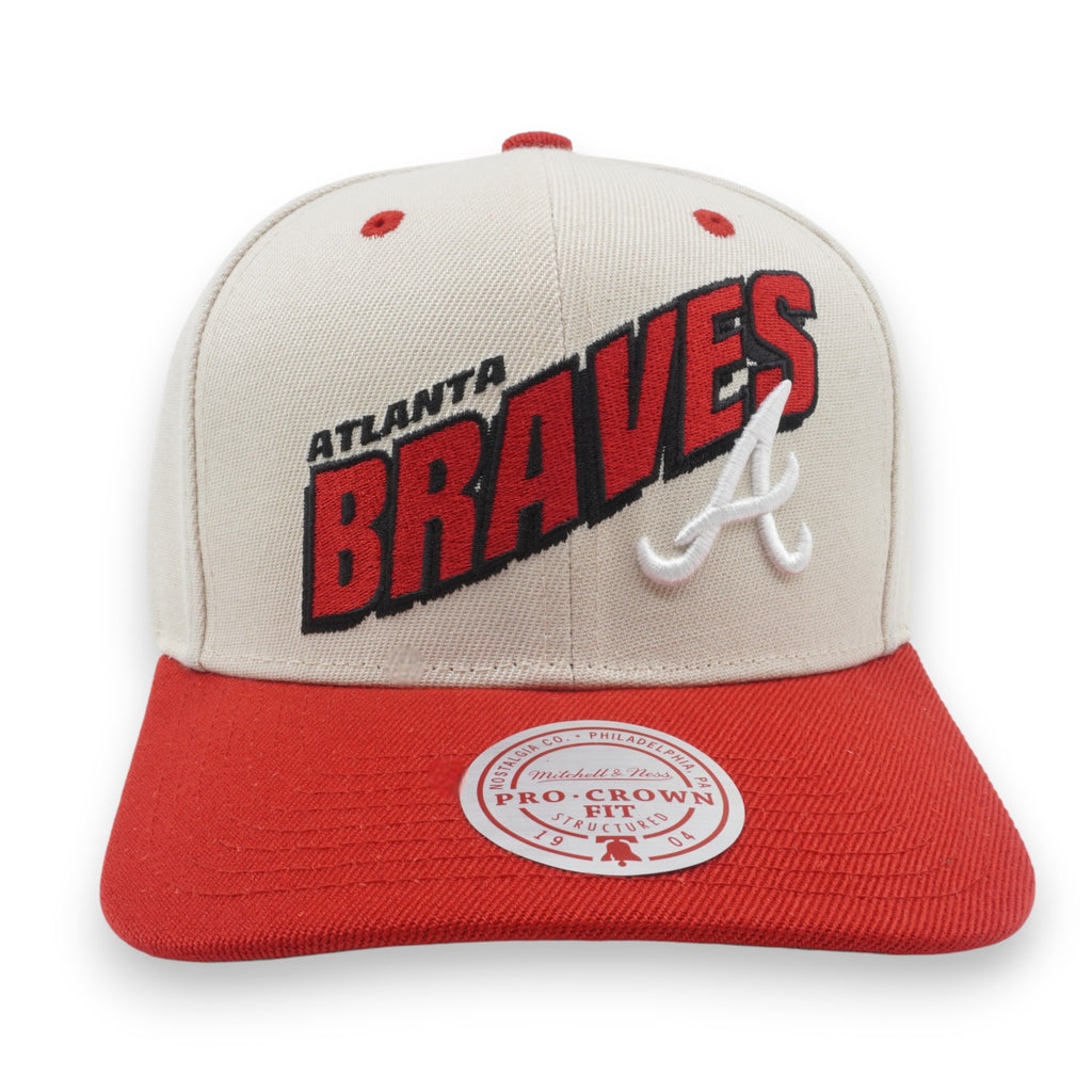 MENS MITCHELL & NESS MLB RETRO TYPE PRO SNAPBACK BRAVES - OFF WHITE