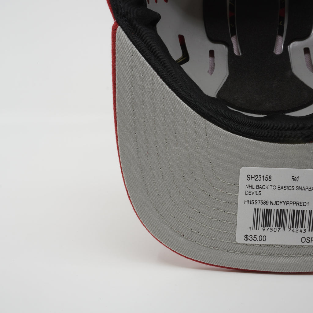 MENS MITCHELL & NESS NHL BACK TO BASICS SNAPBACK DEVILS - RED