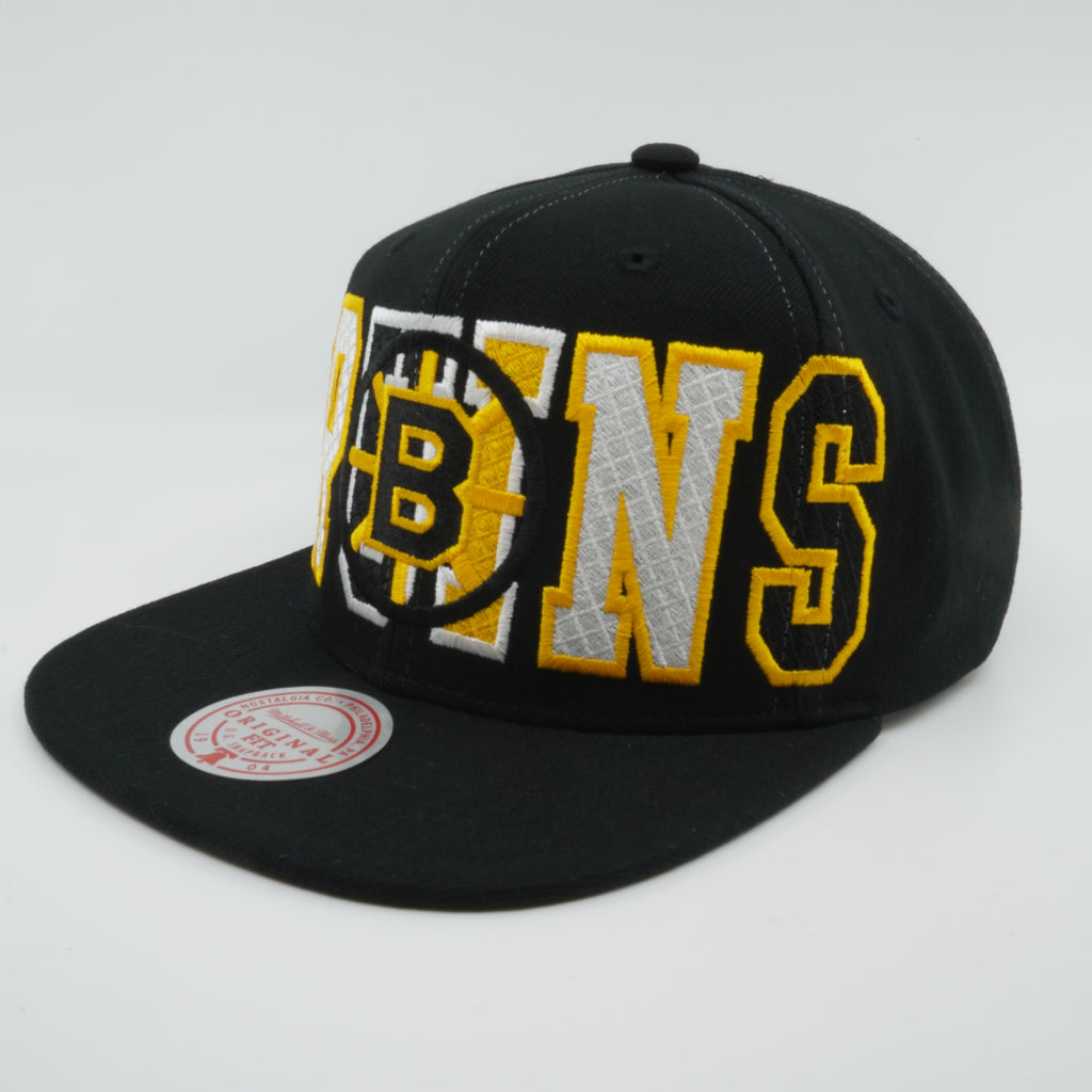 MENS MITCHELL & NESS NHL VARSITY BUST SNAPBACK VNTG BRUINS - BLACK