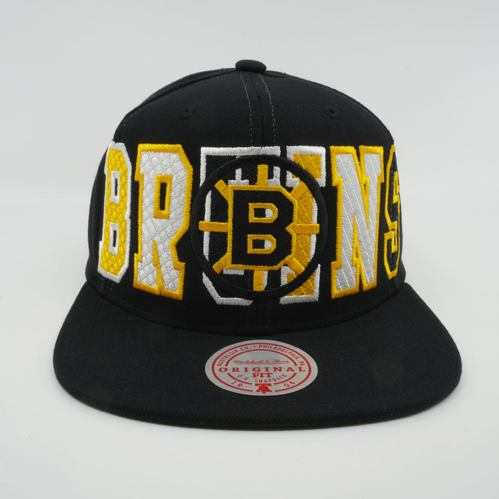 MENS MITCHELL & NESS NHL VARSITY BUST SNAPBACK VNTG BRUINS - BLACK