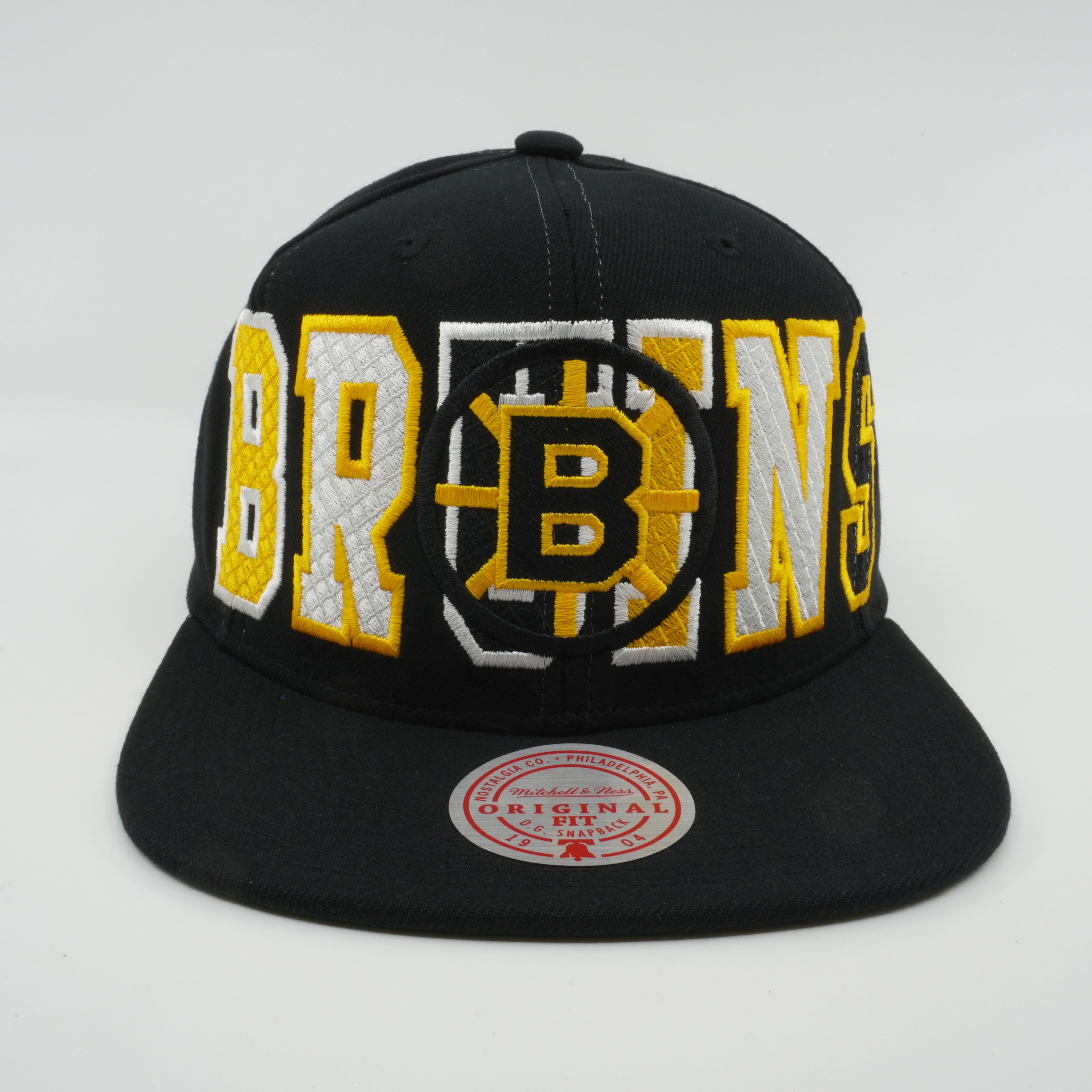 MENS MITCHELL & NESS NHL VARSITY BUST SNAPBACK VNTG BRUINS - BLACK