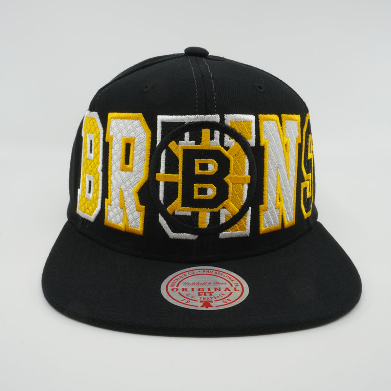 MENS MITCHELL & NESS NHL VARSITY BUST SNAPBACK VNTG BRUINS - BLACK
