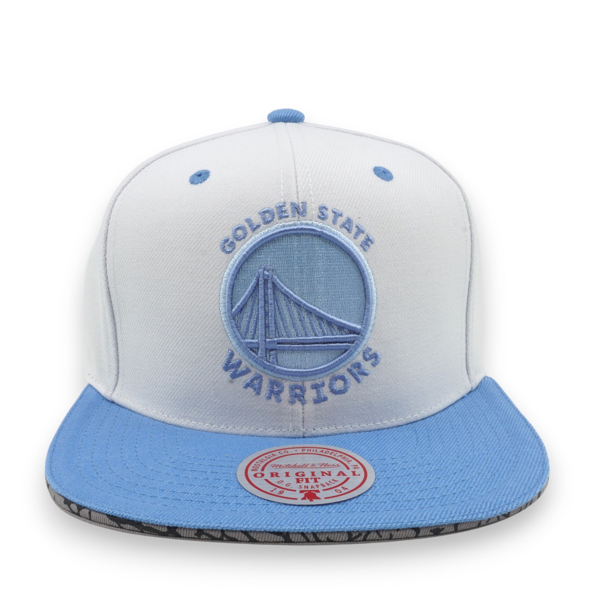 MENS MITCHELL & NESS NBA THREE COLLECTION SNAPBACK WARRIORS - WHITE-LIGHT BLUE