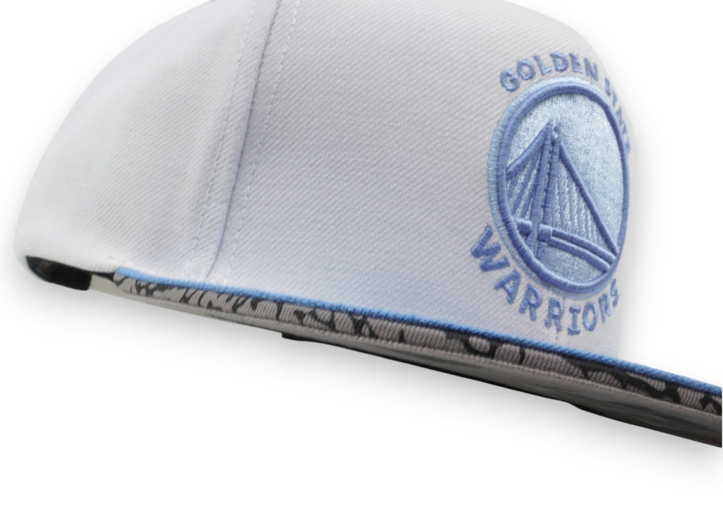 MENS MITCHELL & NESS NBA THREE COLLECTION SNAPBACK WARRIORS - WHITE-LIGHT BLUE