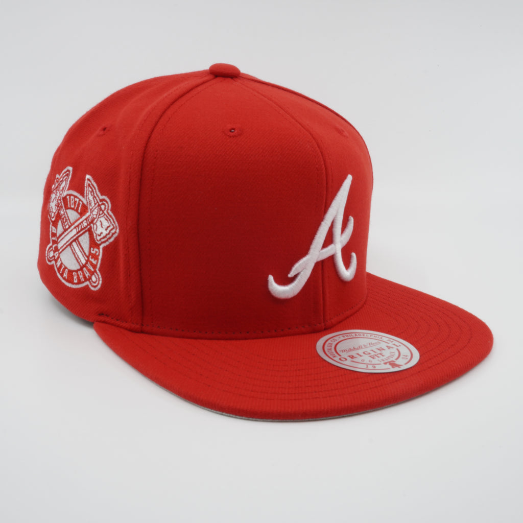 MENS MITCHELL & NESS MLB BACK TO BASICS SNAPBACK BRAVES - RED