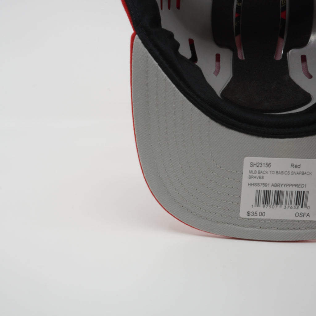 MENS MITCHELL & NESS MLB BACK TO BASICS SNAPBACK BRAVES - RED