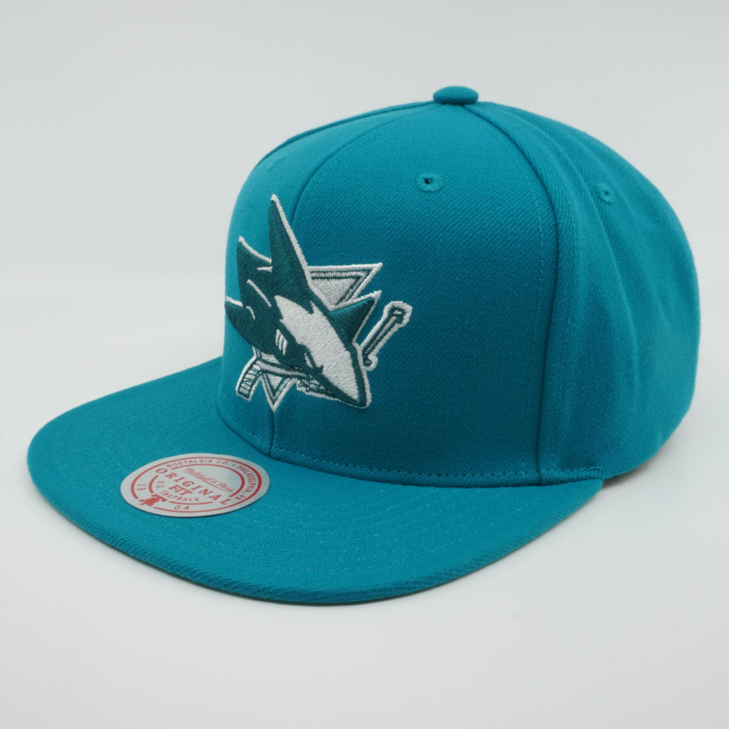 MENS MITCHELL & NESS NHL BACK TO BASICS SNAPBACK SHARKS - TEAL