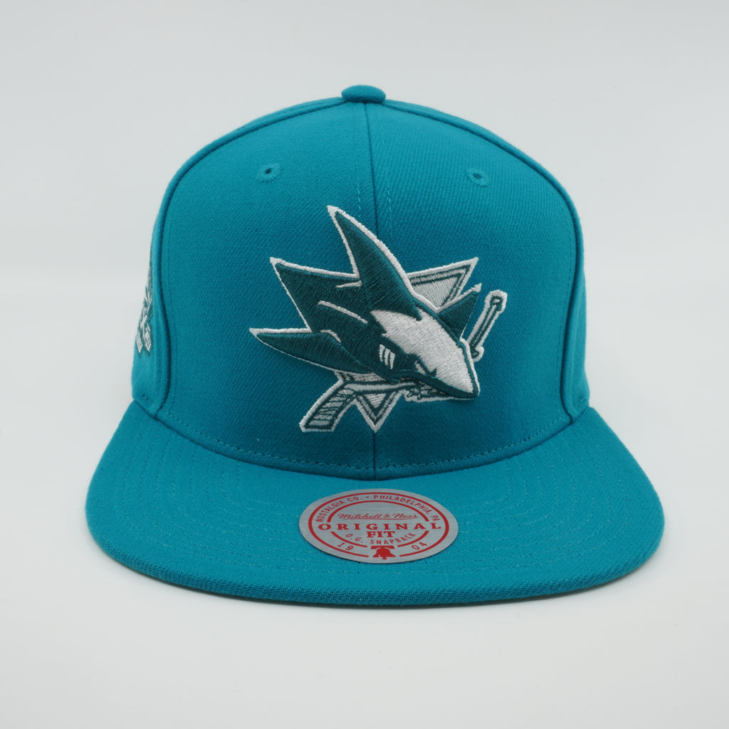 MENS MITCHELL & NESS NHL BACK TO BASICS SNAPBACK SHARKS - TEAL
