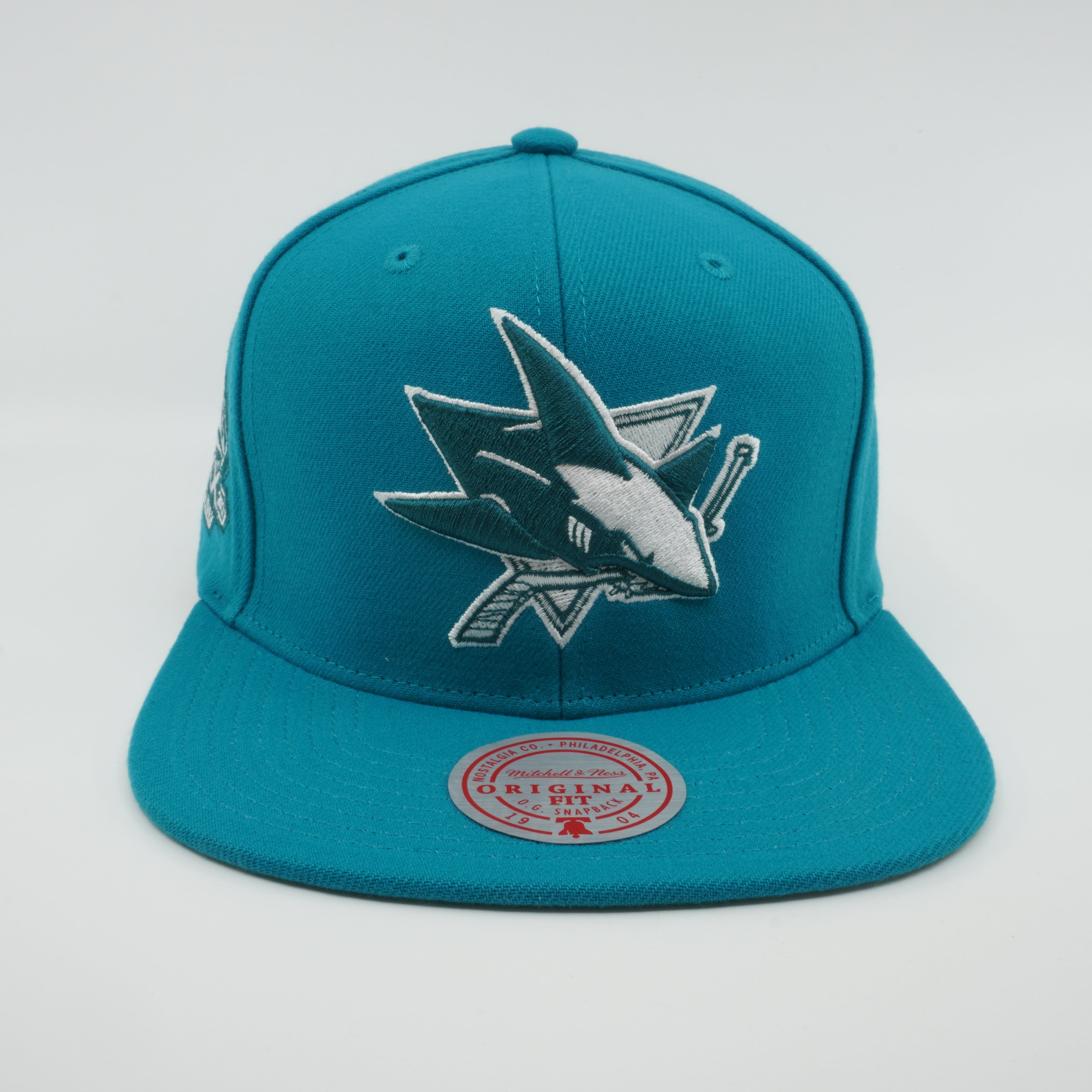 MENS MITCHELL & NESS NHL BACK TO BASICS SNAPBACK SHARKS - TEAL