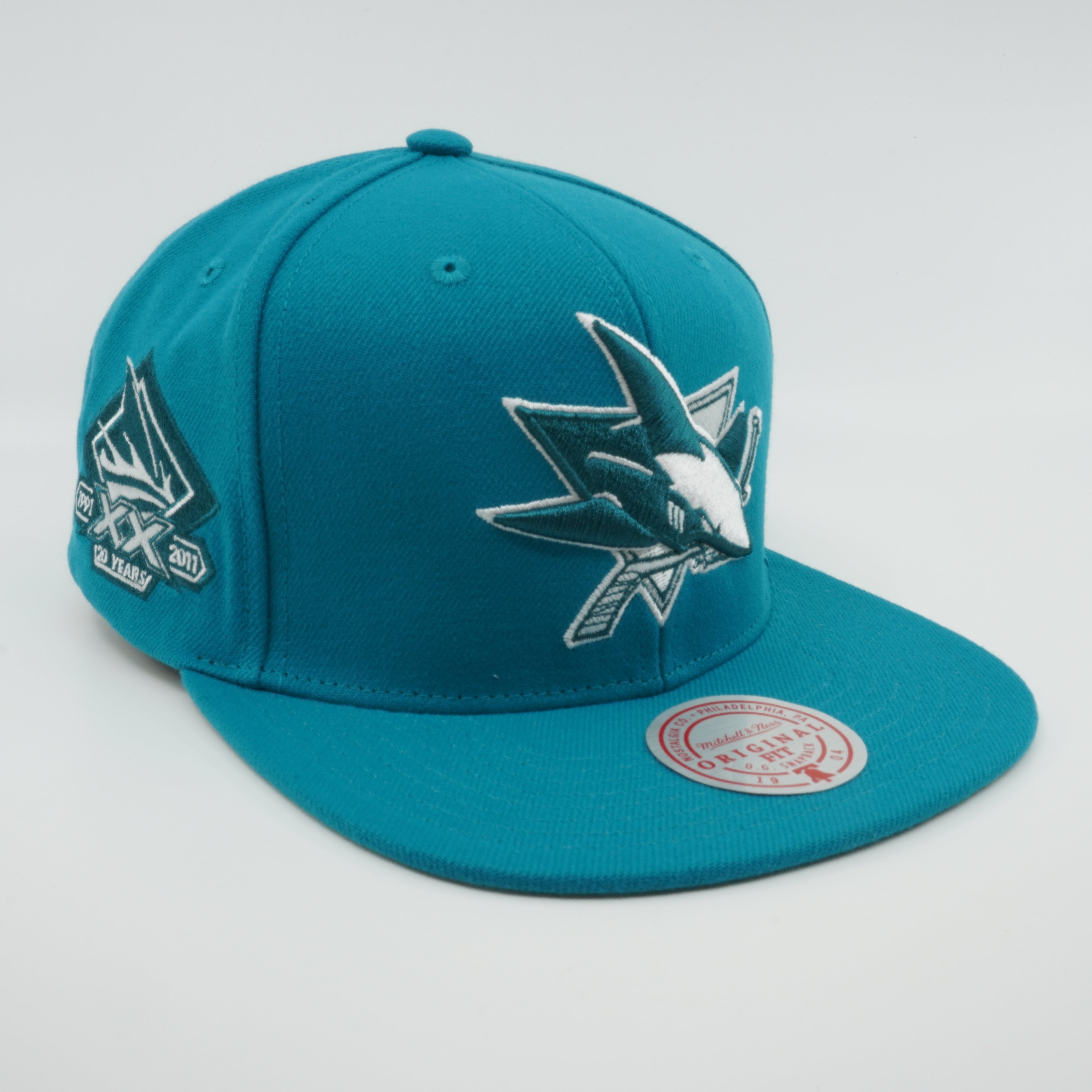 MENS MITCHELL & NESS NHL BACK TO BASICS SNAPBACK SHARKS - TEAL